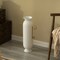 19.25 in Tall Decorative White Metal Floor Vase With 2 Gold Handles - Elegant Handcrafted Chic Vessel for Entryway, Living Room, or Dining Room - Modern Home Decor Accent - Tall Floor Standing Vase
